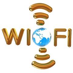 Image showing Gold wifi icon for new year holidays. 3d illustration