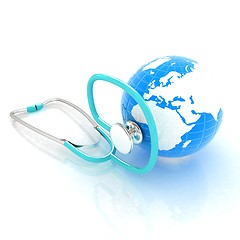 Image showing stethoscope and globe.3d illustration