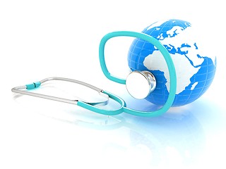 Image showing stethoscope and globe.3d illustration