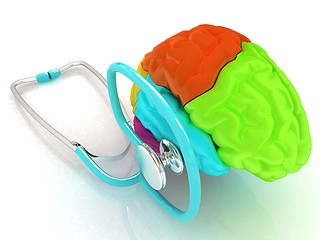 Image showing stethoscope and brain. 3d illustration