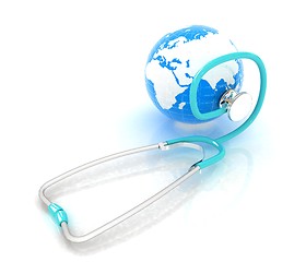 Image showing stethoscope and globe.3d illustration