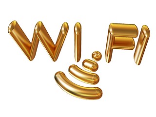 Image showing Gold wifi icon for new year holidays. 3d illustration