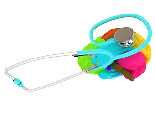 Image showing stethoscope and brain. 3d illustration