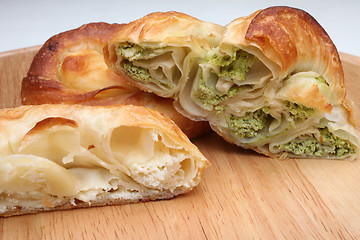 Image showing Burek (pie with meat, cheese or spinach) is traditional Balkanian meal