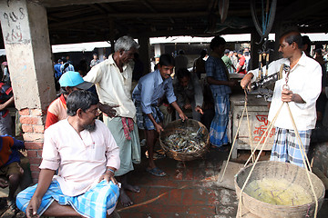 Image showing Fish market in Kumrokhali, West Bengal, India