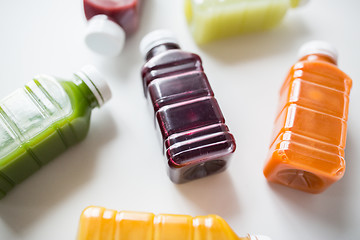 Image showing bottles with different fruit or vegetable juices