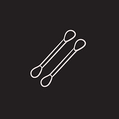 Image showing Cotton buds sketch icon. 