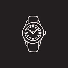 Image showing Wrist watch sketch icon.