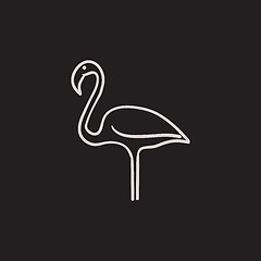 Image showing Flamingo sketch icon.