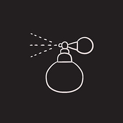 Image showing Perfume bottle spraying sketch icon.