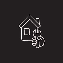 Image showing House repair sketch icon.