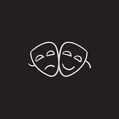 Image showing Two theatrical masks sketch icon.