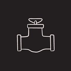 Image showing Gas pipe valve sketch icon.