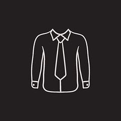 Image showing Shirt with tie sketch icon.