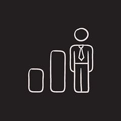 Image showing Businessman and graph sketch icon.