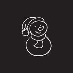 Image showing Snowman sketch icon.