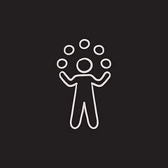 Image showing Man juggling with balls sketch icon.