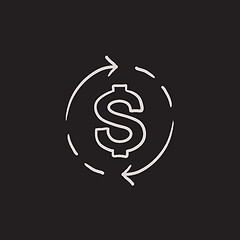 Image showing Dollar symbol with arrows sketch icon.