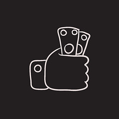 Image showing Hand holding money sketch icon.