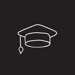 Image showing Graduation cap sketch icon.