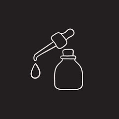 Image showing Bottle of essential oil and pipette sketch icon.