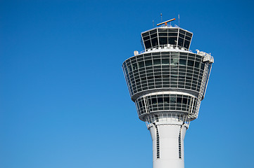 Image showing Modern air traffic control tower in international passenger airp
