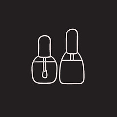 Image showing Bottles of nail polish sketch icon.