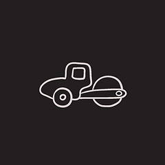 Image showing Road roller sketch icon.