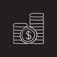 Image showing Dollar coins sketch icon.