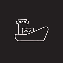 Image showing Cargo container ship sketch icon.