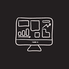 Image showing Monitor with business graphs sketch icon.