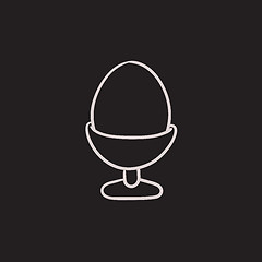 Image showing Easter egg in stand sketch icon.