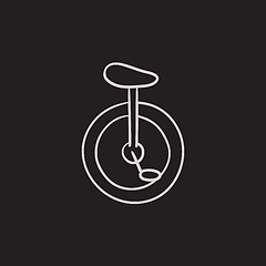 Image showing One wheel bicycle sketch icon.