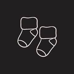 Image showing Baby socks sketch icon.