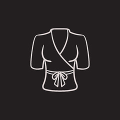 Image showing Short female bathrobe sketch icon.