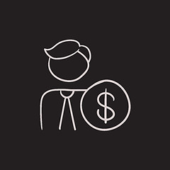 Image showing Man with dollar sign sketch icon.