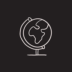 Image showing World globe on stand sketch icon.