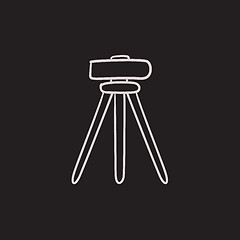 Image showing Theodolite on tripod sketch icon.