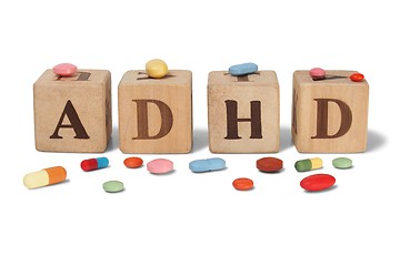 Image showing ADHD on wooden blocks