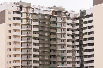 Image showing Anapa, Russia - November 16, 2016: the final stage of construction of new buildings, the execution of finishing facade works