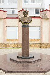 Image showing Anapa, Russia - November 16, 2016: Monument to Russian hero Vyacheslav Mikhailovich Evskinu mounted on Evskina Boulevard in Anapa