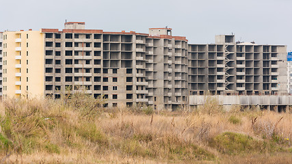 Image showing Abandoned construction of apartment houses