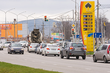 Image showing Anapa, Russia - November 16, 2016: Refills Stand oil company Rosneft with fuel near the road prices with gasoline prices