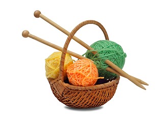 Image showing Knitting wool and needles