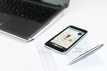 Image showing close up of smartphone with gps navigator map