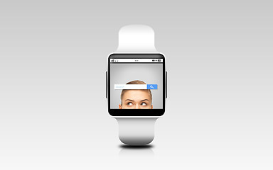 Image showing close up of smart watch with internet search bar