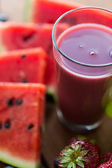 Image showing close up of fruit  juice or smoothie glass