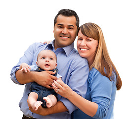 Image showing Happy Mixed Race Family Posing for A Portrait