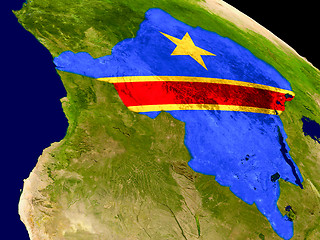 Image showing Democratic Republic of Congo with flag on Earth