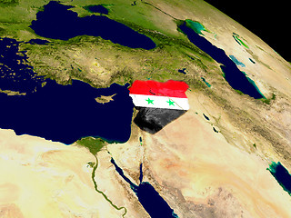 Image showing Syria with flag on Earth